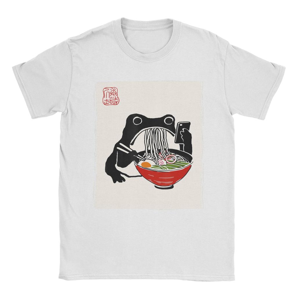 Men Funny Grumpy Frog Ramen Kawaii Ink Painting Japanese T Shirt Cotton Clothing Funny Short Sleeve Round Collar Tees TShirts