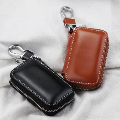 CR Store Stylish Key Fob Case Genuine Leather Car Cover Keychain Zipper