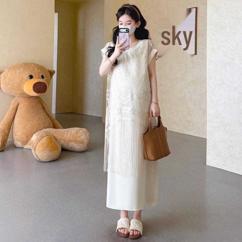 Maternity Dress 2026: Trendy Summer Style with Tassel Design, Fits All Sizes M