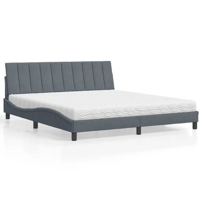 VidaXL Bed with Mattress Dark Grey 180x200 Cm Velvet 3208611