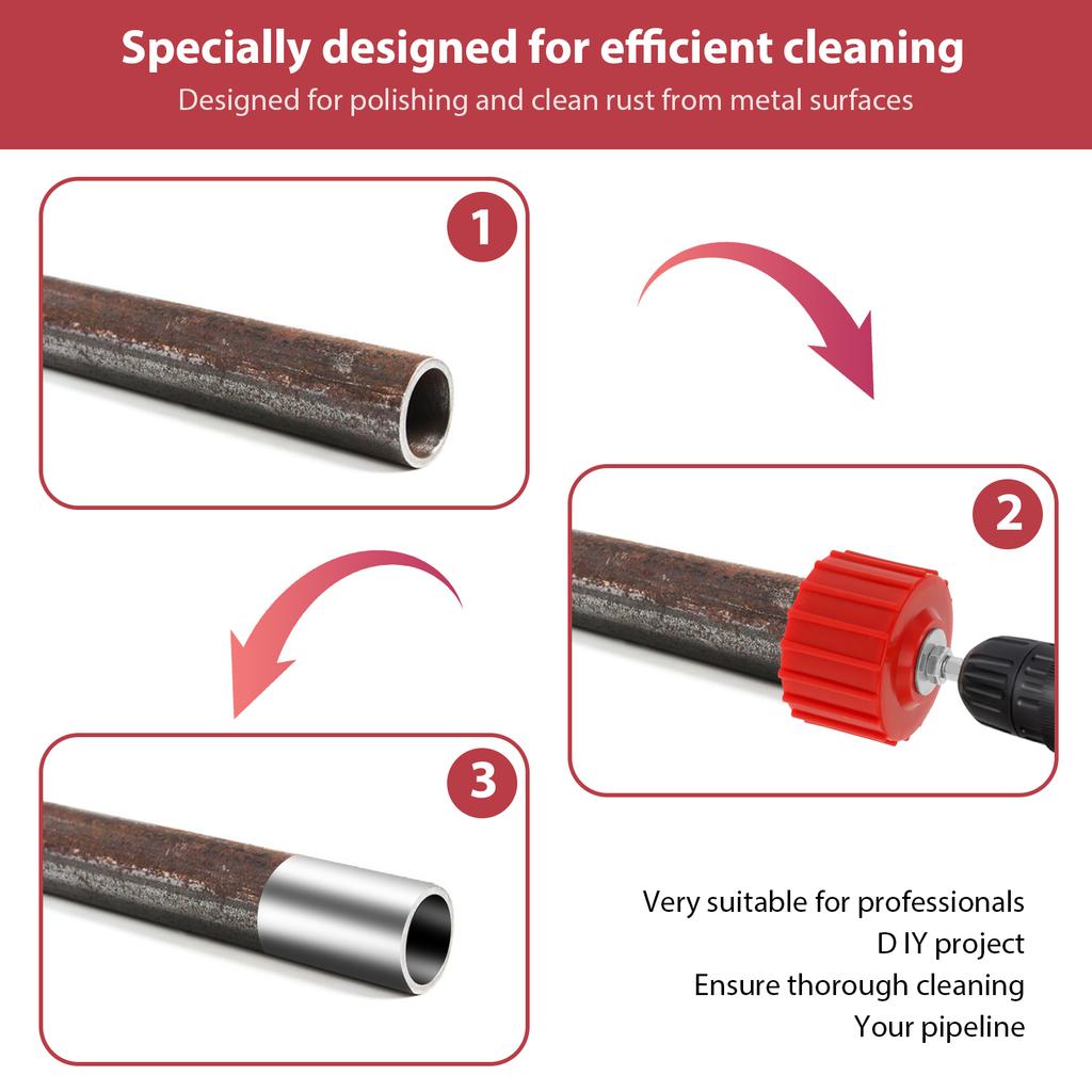 Copper Pipe Tubes Cleaner with Twisted Wire Cleaning Brush for Drill Pipe Cleaners Plumbing Stainless-Steel Wire Bristles