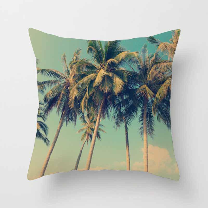 Fashion Tropical Plant Polyester Pillow Case Office Fabric Sofa Cushion Cover Home Polyester Pillow Case