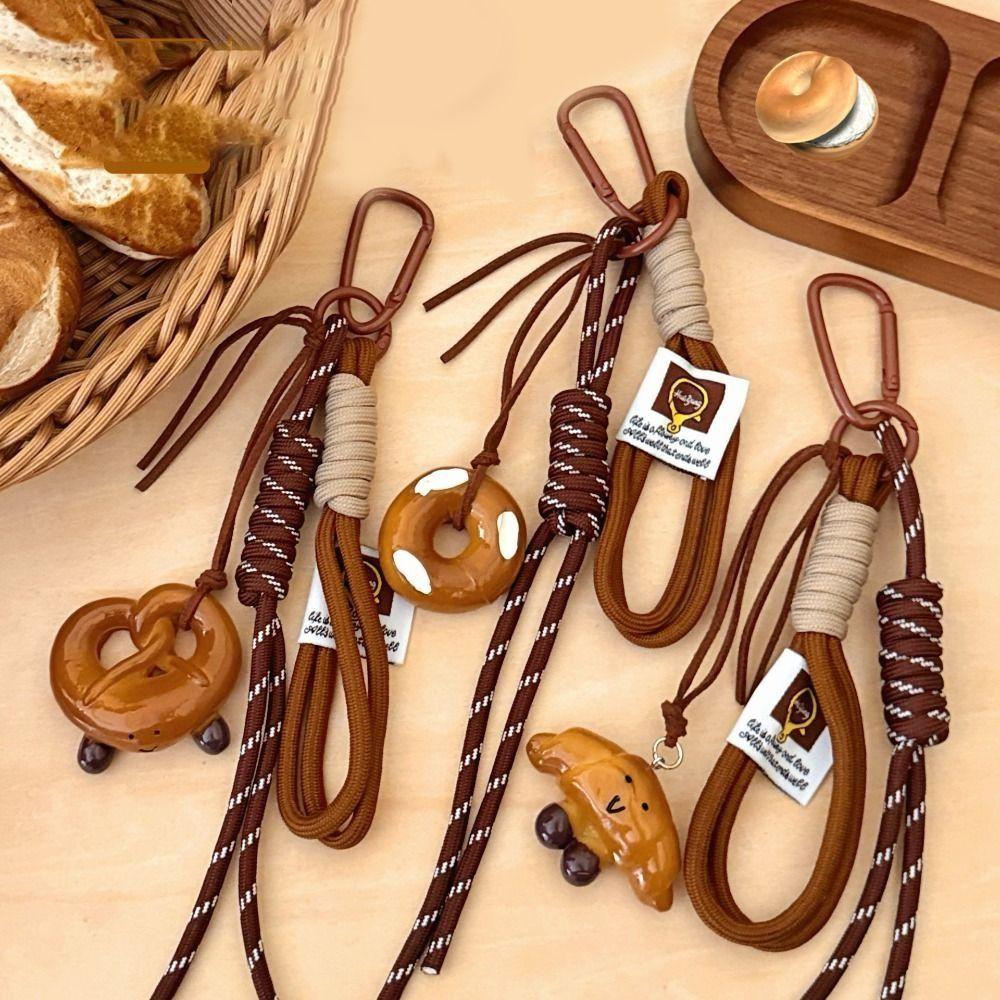 Braided Rope Alkali Water Bread Bag Pendant Handmade Imitation Bread Cartoon Hanging Ornament Student Schoolbag Hangings