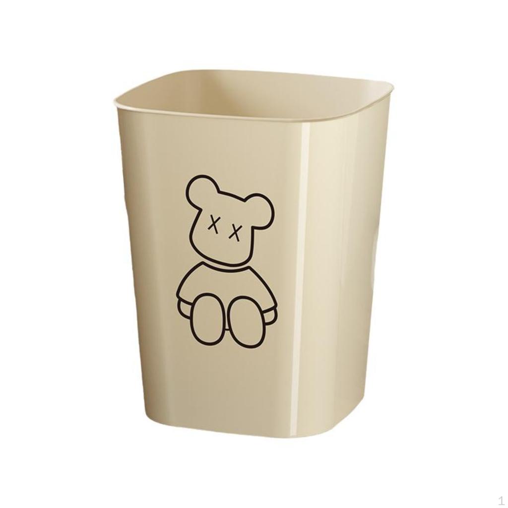 Trash Can, Large Capacity, Sleek Contemporary Waste Bin, Bathroom, Kitchen, Bedroom Beige Bear S
