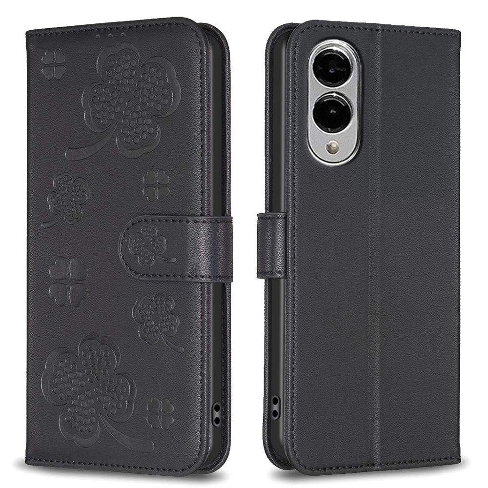 For Samsung Galaxy S25 Edge Case Clover Pattern Wallet Stand View Leather Phone Cover