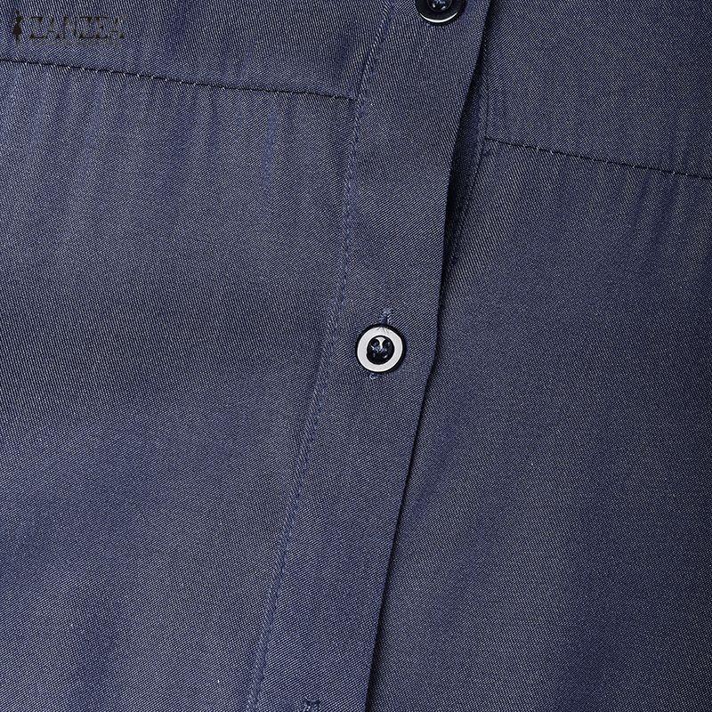 ZANZEA Women Casual Round Neck 3/4 Sleeve Loose Dress