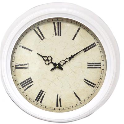 [P4197] - 'Vintage Design' Cream Metal Clock - 47x6 Cm