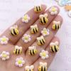 50Pcs Mixed Resin Painted Mini Honeybee Flower Flat Back Cartoon Rhinestone Scrapbook Appliques Crafts DIY Nail Art Accessories
