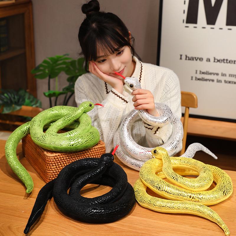 Simulation Giant Python Plush Toy Long Snake Yellow Orange Green Python Plush Toy Decorated House Holiday Decoration Trick Props