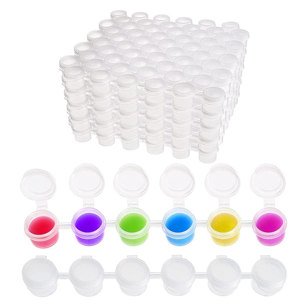 50 Strips Paint Pots Strips,300 Pots 2Ml/0.07 Empty Paint Cup Pots with , for Classrooms Paintings Art Festivals