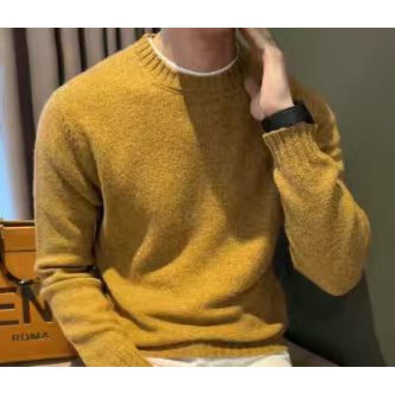 

Men s Korean Style Round Neck Casual Sweater - Trendy, Versatile, Long Sleeve Pullover 3XL жовтий/імбирний