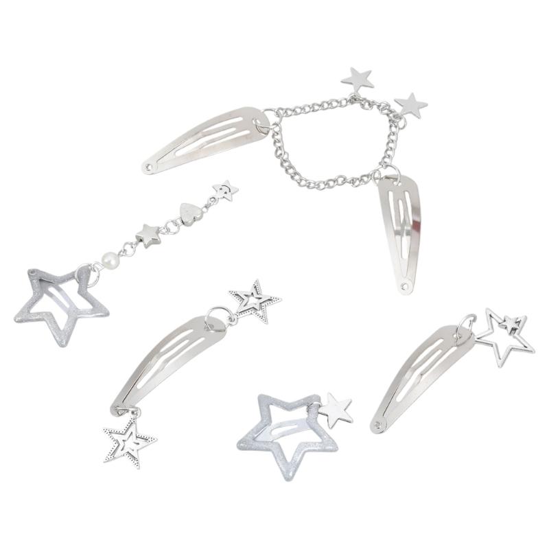 

10 шт./5 шт. Заколки для волос с подвеской в виде звезды, уникальные заколки-пентаграммы для женщин, аксессуары для волос, металлическая цепочка, готические заколки для волос
