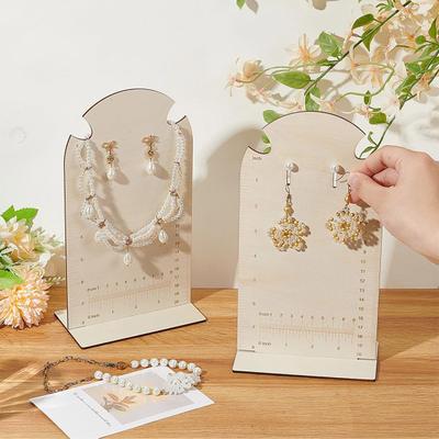 Earring Measurement Display Stand Stable Non-Slip Smooth Edge Pre-Drilled Holes Easy Assembly Wooden Ear Stud Stand Earring Organizer Frame