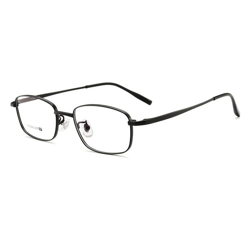 Ultra-Light Pure Titanium Myopia Glasses: Oval Frame for Small Faces, High Prescription, Black