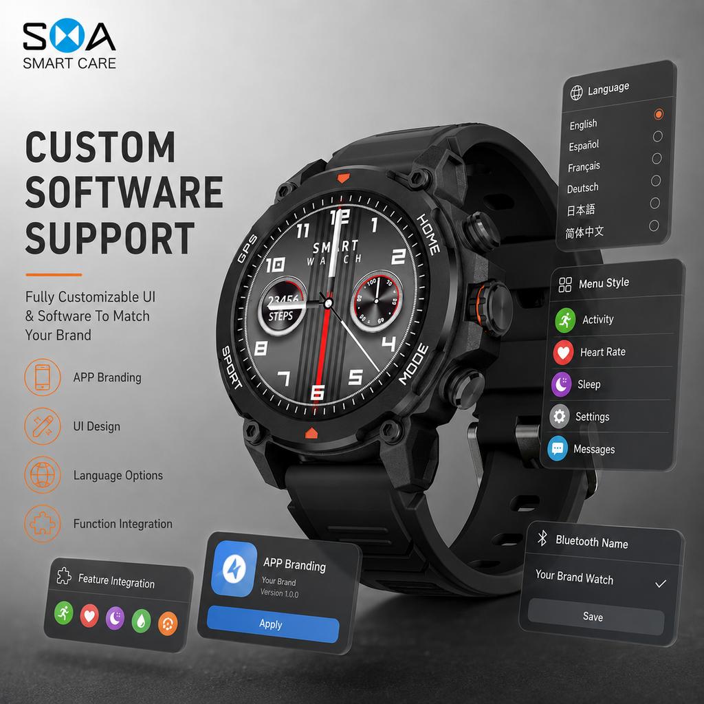 Factory Outdoor GPS Smart Watch 5ATM Waterproof AMOLED Custom Logo Sport Smartwatch with Bluetooth Calling