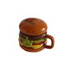 Cartoon Water Cup Cute Three-eyed Burger Mug Funny Underglaze Creative Ceramic Cup with Lid