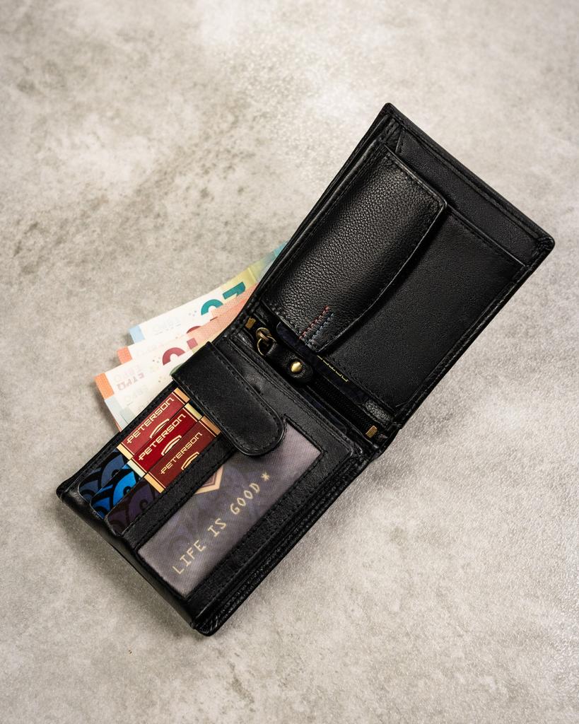 Gift set: men's genuine leather wallet and keychain - Peterson