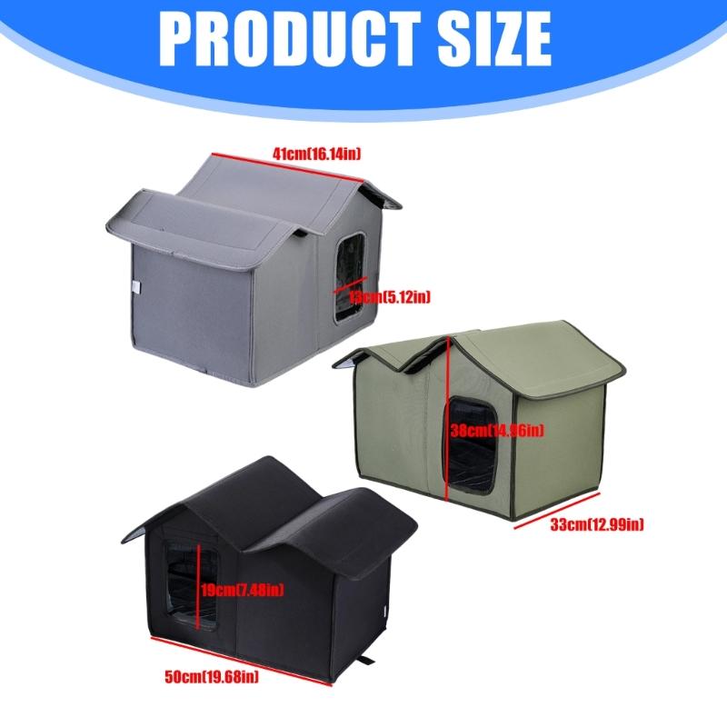 Outdoor Cats House Waterproofed Oxfords Fabric Portable Pet Shelter For Winter Garden Balconies