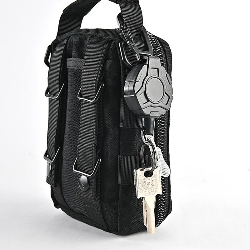 1Pc Retractable Easy-To-Pull Buckle Badge Reel Carabiner Key Chain Anti-Theft Anti-Lost Key Chain With Steel Cord