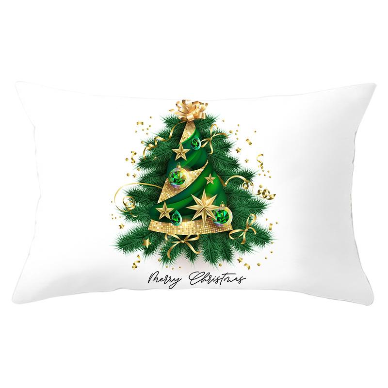 Green Series Christmas Peach Skin Printed Waist Pillowcase Square Sofa Pillowcase Office Pillowcase