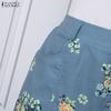 ZANZEA Womens Casual Floral Print Mesh Splice Hem Summer Midi Skirts