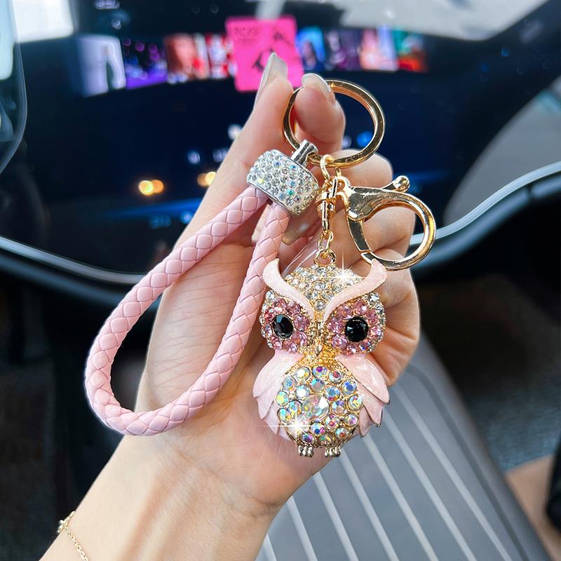 Creative Personality Owl Car Keychain, Fashion Diamond-encrusted Bag, Pendant, Keychain, Small Gift Pendant