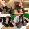 Super Slimming Fashion Front Zip Platform Chunky Heel Stretch Thin Boots Women Autumn Winter New Patchwork High Heel Boots Women