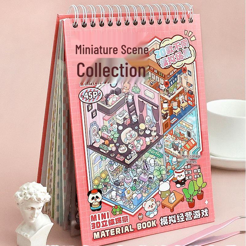 3D-Aufkleber mit Cottage-Szene: Miniatur-Landschaftsbau & DIY Journal Set