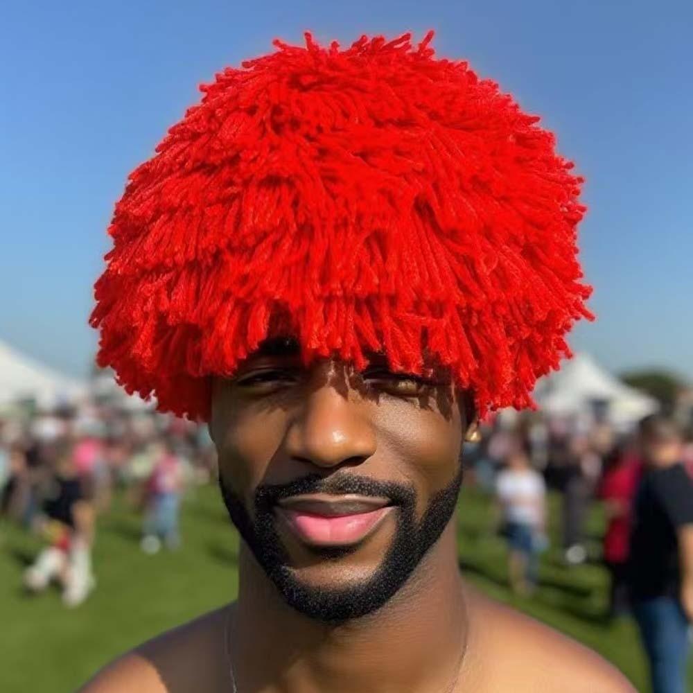 Parrucche Afro Puff Soffici Parrucca Esplosiva Riccia Capelli Corti alla Moda Parrucche Tifosi di Calcio