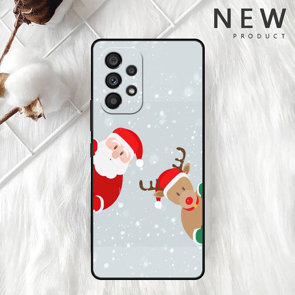 Christmas Santa Claus Case For Samsung Galaxy A52 A12 A51 A53 A33 A71 A32 A31 A21 A01 A11 A22 Black TPU Phone Shell