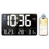 Large LED Wall Clock Mobile APP Operation Electrical Calendar Day Humidity Temperature Display 170° Full Viewing Alarm Clock
