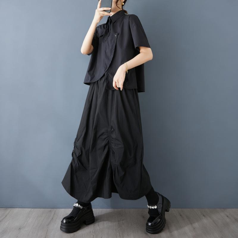 Plus Size High Waist Black Vintage Summer Casual Loose Long for Woman Skirts Womens Skirt