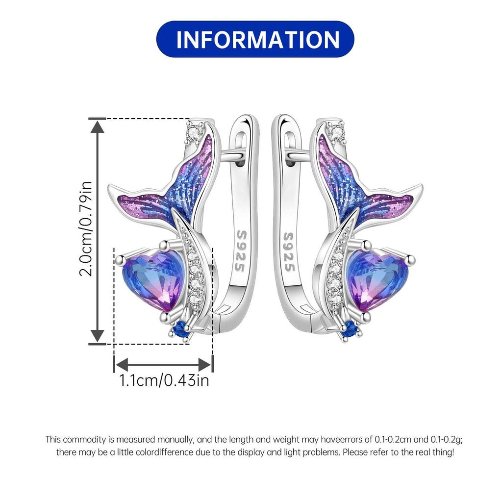 Orstarry 925 Silver Starry Mermaid Tail Hoop Earrings For Women Original Love Jewelry Party Gifts