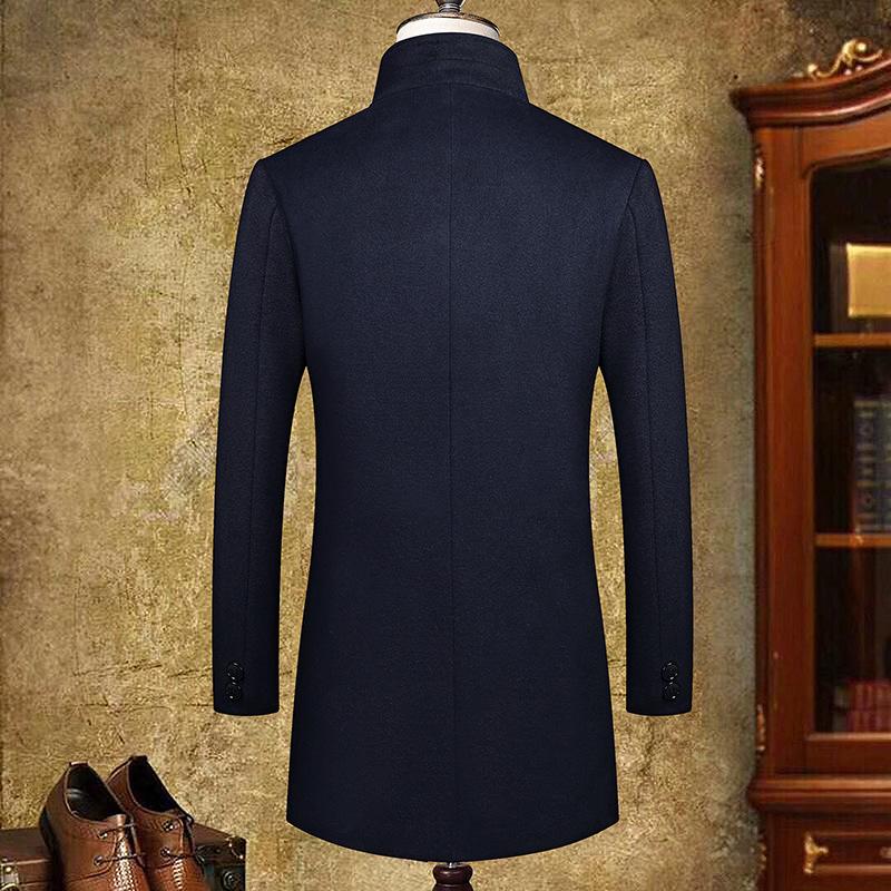 Autumn/Winter Men's Non-Iron Woolen Business Coat with Thick Lining, Fashionable.