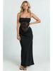 Elegante Abito Canotta con Patchwork di Pizzo Stile Europeo e Americano per Donna - Abbigliamento da Banchetto Sexy e Modellante