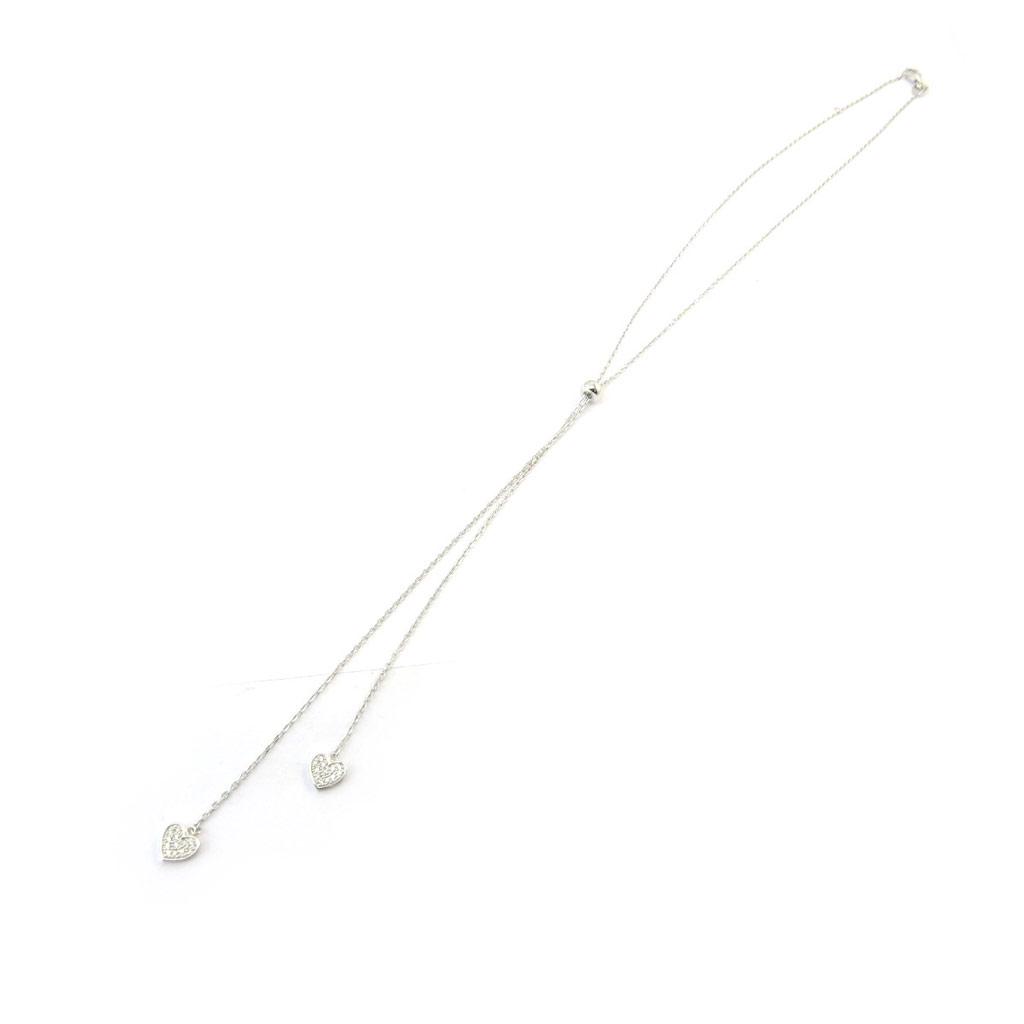 Les Trésors De Lily [N4007] - Silver Necklace 'Love' Silver White (rhodium-plated) - Hearts 8x8 Mm