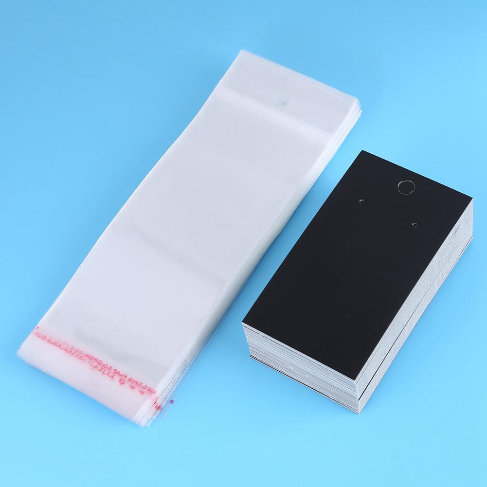 100 Piece Earring Card Holder Set, Black Earring Card Holder Cards with Self-Sealing Bags Earring Card Holder Cards for Earrings Necklaces Pendants Di