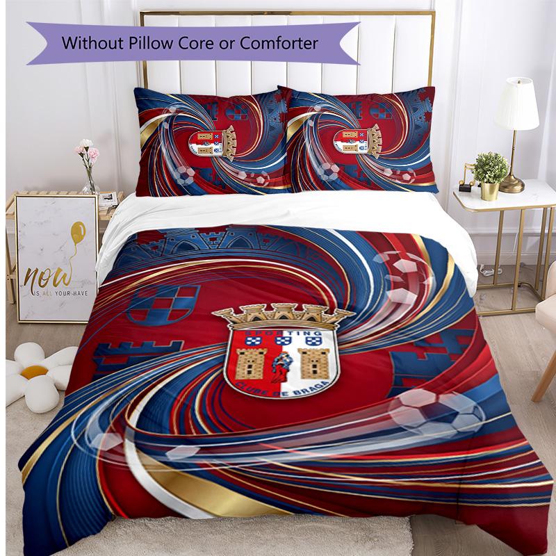 Braga FC Printed 3PCS Bedding Set Breathable Duvet Cover with Pillowcases Decorative Bed Linen for Bedroom Home