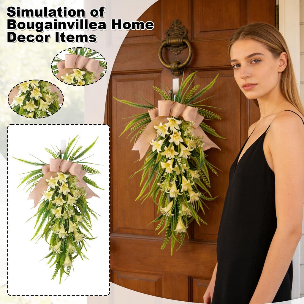60cm Artificial Flower Arrangement Bouquet Wall Hanging, Artificial Morning Decoration For Home Front Door, Wall Decor, Wedding Ornament