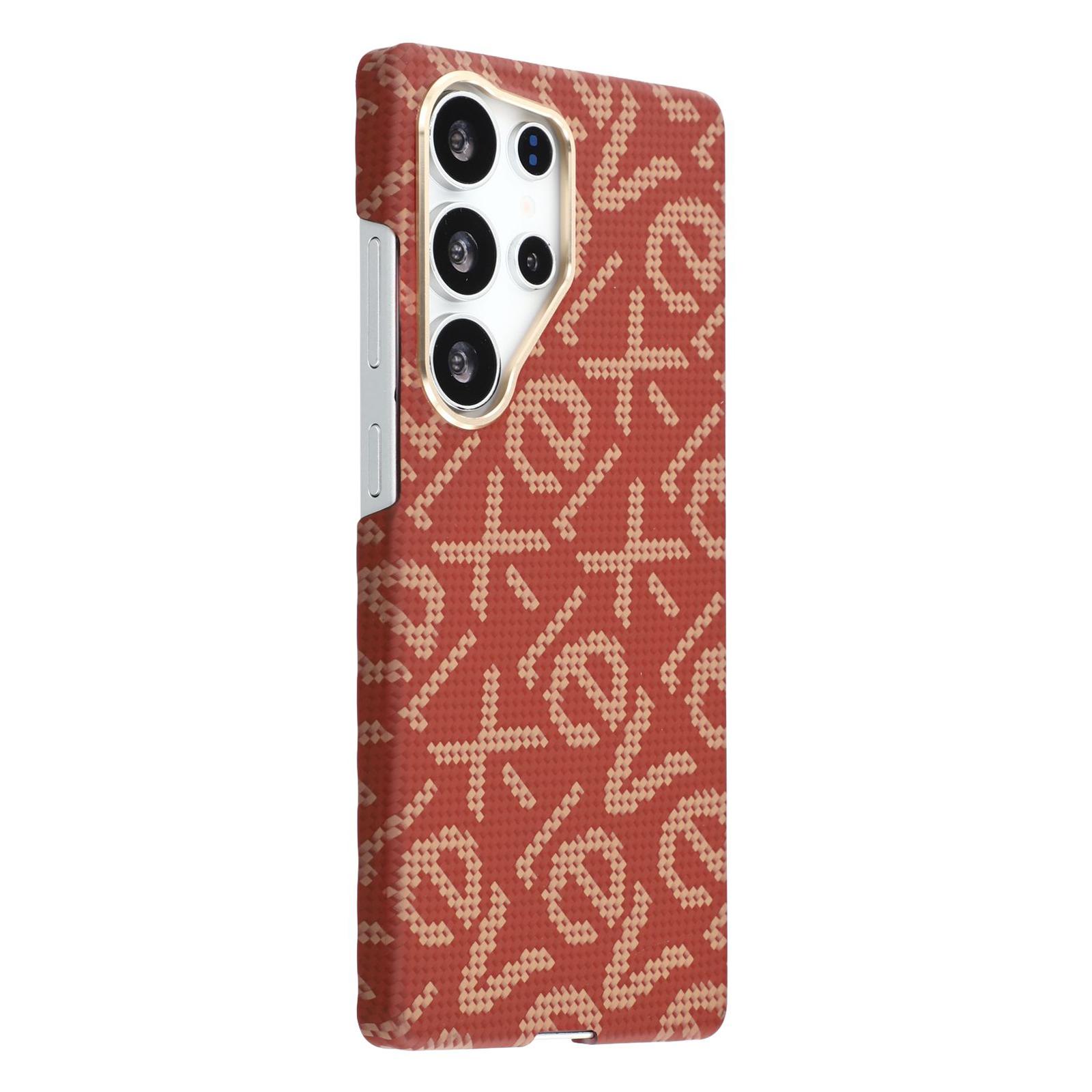 

X-LEVEL Чехол для Samsung Galaxy S25 Ultra Совместимый с MagSafe PC+Металлическая Задняя Крышка Телефона Текстура Углеродного Волокна Red