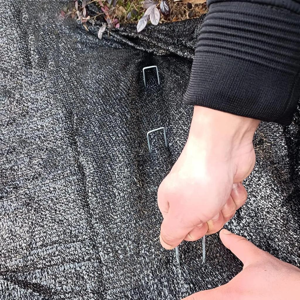 10/200 Stück U-förmige Befestigungsheringe Gartenstecker für Rollrasen-Pins Verankerungsstoff Bewässerungsschläuche Halterung Rasenflächen Barriere 10cm 15cm