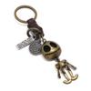 Rockyu Key Holder Men Women Halloween Skeleton Pendant Genuine Leather Braided Design Unique Retro Style Accessory 13cm