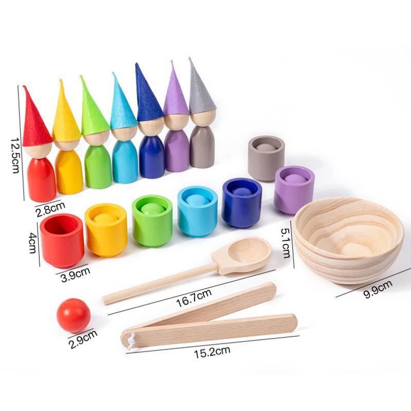 Wooden Montessori Toy Color Sorting Cup Game For Preschool Learning And Development