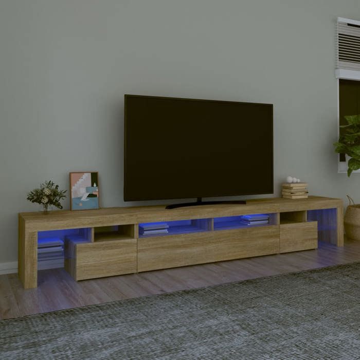 VidaXL Meuble TV avec Lumières LED Centre de Divertissement Rangement Meuble Média Meuble de Salon Salle de Séjour Maison 3152780