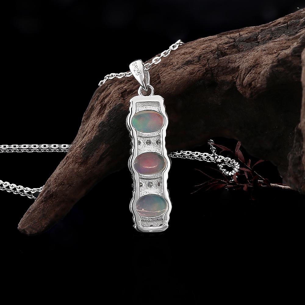 Beautiful 925 sterling silver October Birthstone Natural opal Pendant necklace fine jewelry anniversary Banquet Festival gift