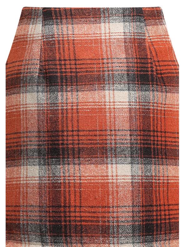 High-Waisted Women's Plaid Pencil Skirt - Knee-Length Wool Skirt for Autumn and Winter
