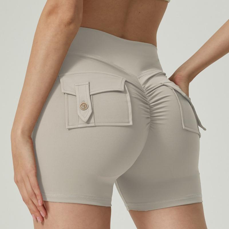 High Waist Pocket Yoga Pants Shorts Sports Women's Hip Lift Peach Hip Flared Fitness Pants