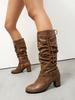 Side Zipper Tall Knight Boots Thick High Heel Boots Fashion Boots 40-43 Large Size Boots