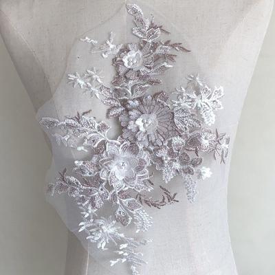 Telas bordadas tridimensionales coloridas, apliques de encaje de malla de diamantes de imitación, parche de tela para vestido, flores con cuentas
