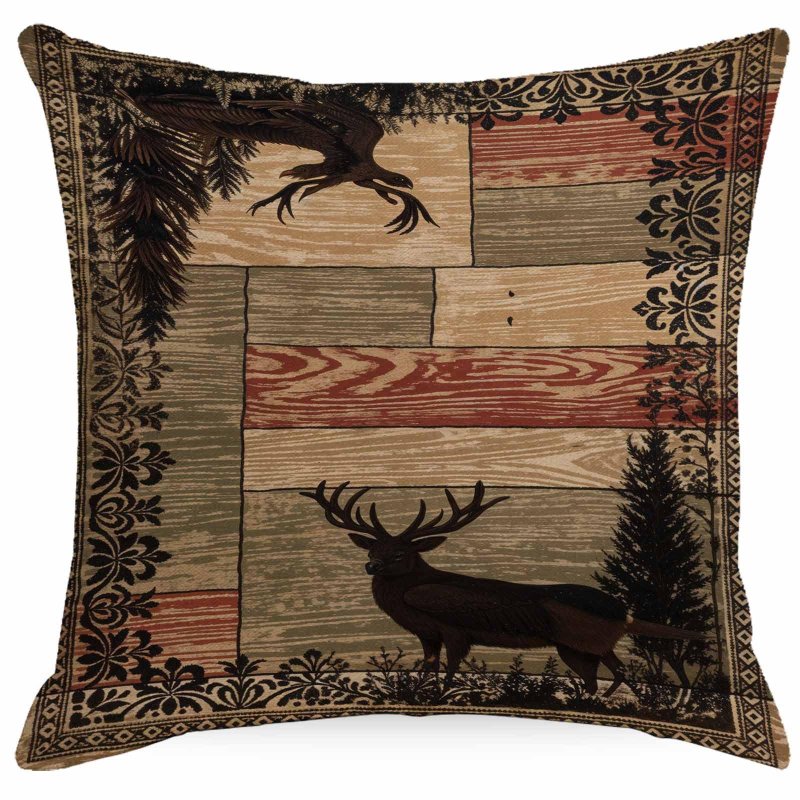 

Ретро Лось Медведь Лист Дерево Наволочка Ретро Рустикальный Стиль Дом Фермерский Дом Подушка Наволочка Украшение 45 * 45Cm